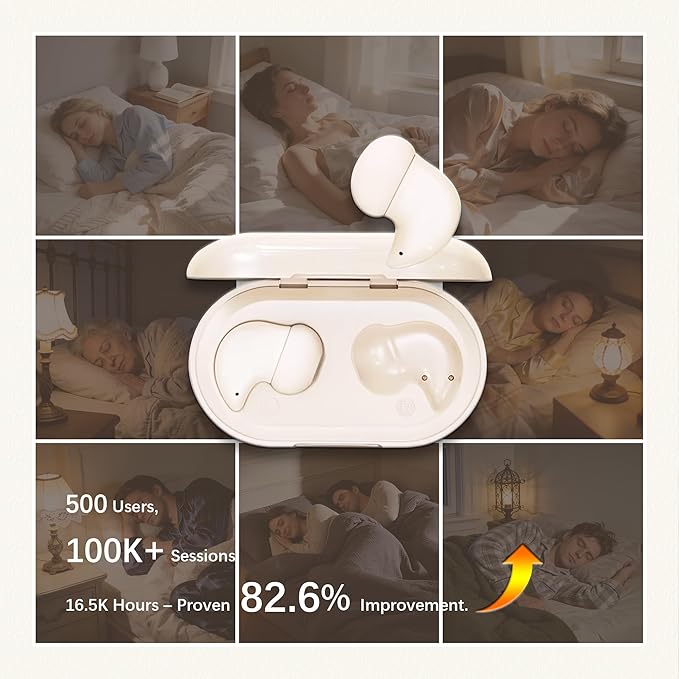 H8 Sleep Earbuds 53dB High-Frequency Noise Reduction, Small Earplugs for Side Sleepers, 80H Playtime, Snore Blocking Comfortable Earbuds, Bluetooth 5.4 Ear Plugs for Sleep White