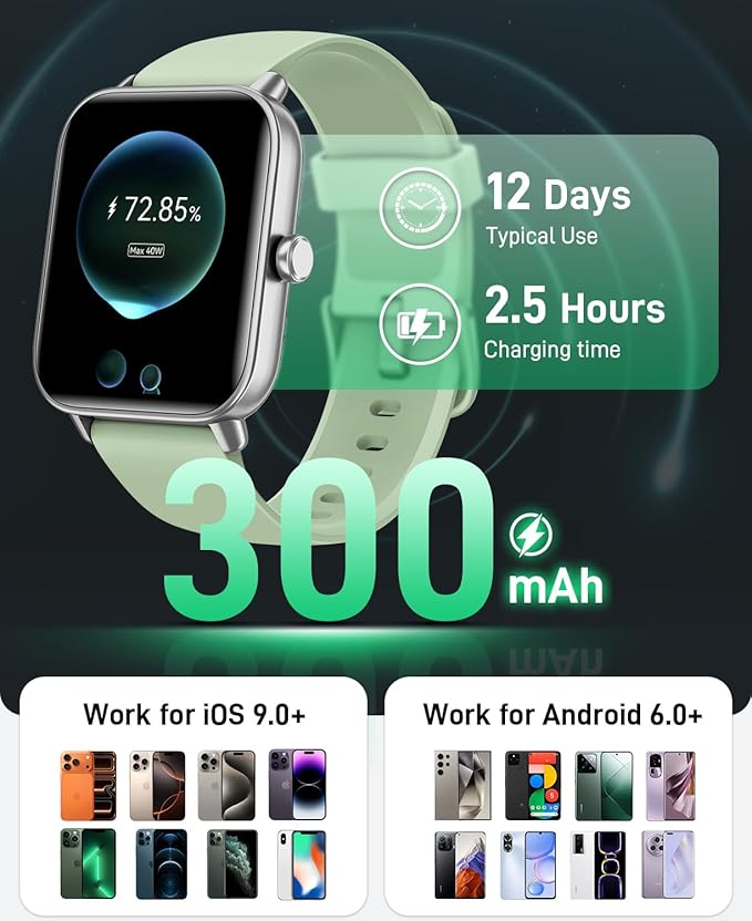 Smart Watch (Android & iPhones), 1.85" HD Alexa Built-in Smart Wacthes for Women Men With Heart Rate Monitor, Sleep/Step Tracker, 120+ Sport Modes Fitness Watch for Women, IP68 Waterproof Watch