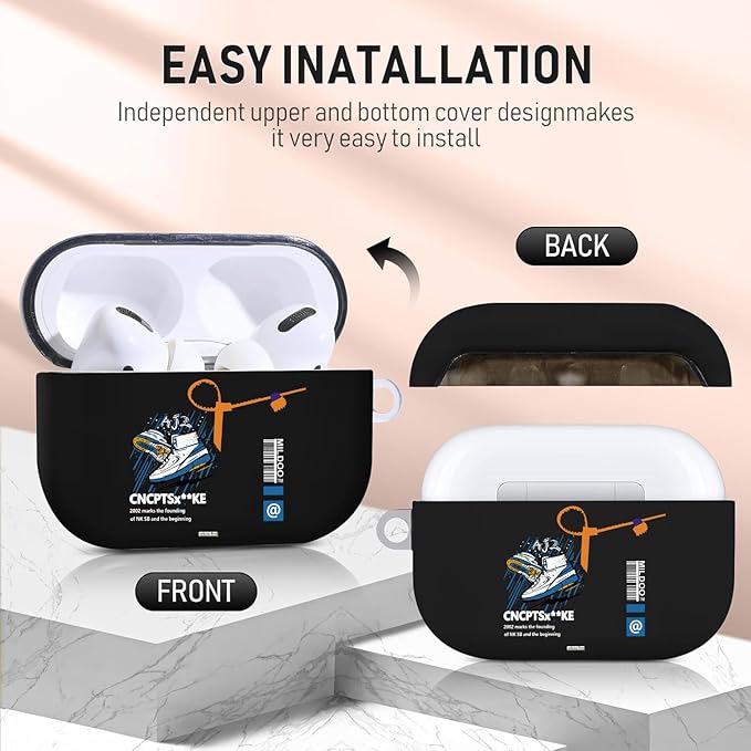 for Airpods Pro Case, Cute Cool Sports Blue Shoe Pattern TPU Soft Cases for Airpods Pro Case 1st Gen, Shockproof for Airpods Pro 2019 Case Men Women with Cleaner Kit & Keychain