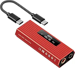 USB C DAC Headphone Amplifier, ES9028Q2M Portable HiFi DAC Amp, DSD256/PCM 384kHz 32Bit, 4.4mm Balanced & 3.5mm Outputs, USB DAC for iPhone 15/16, Android Phone, PC, Mac