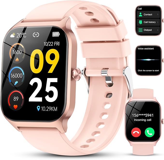 CASCHO Smart Watches for Women, 1.85" HD Smartwatch with 120+ Sports Modes/Heart Rate/Sleep Monitor, IP68 Waterproof Fitness Tracker with Bluetooth Calling/Music Control for Android iOS