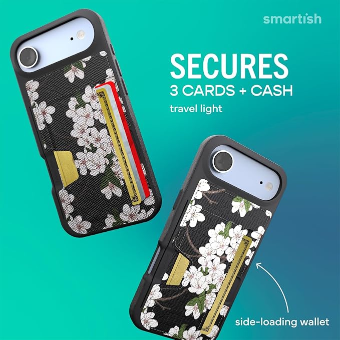 Smartish® iPhone Air Wallet Case - Wallet Slayer Vol. 2 [Slim + Protective] Credit Card Holder w/Kickstand - Drop Tested Hidden Card Slot Cover for Apple iPhone Air - Very Cherry Blossom