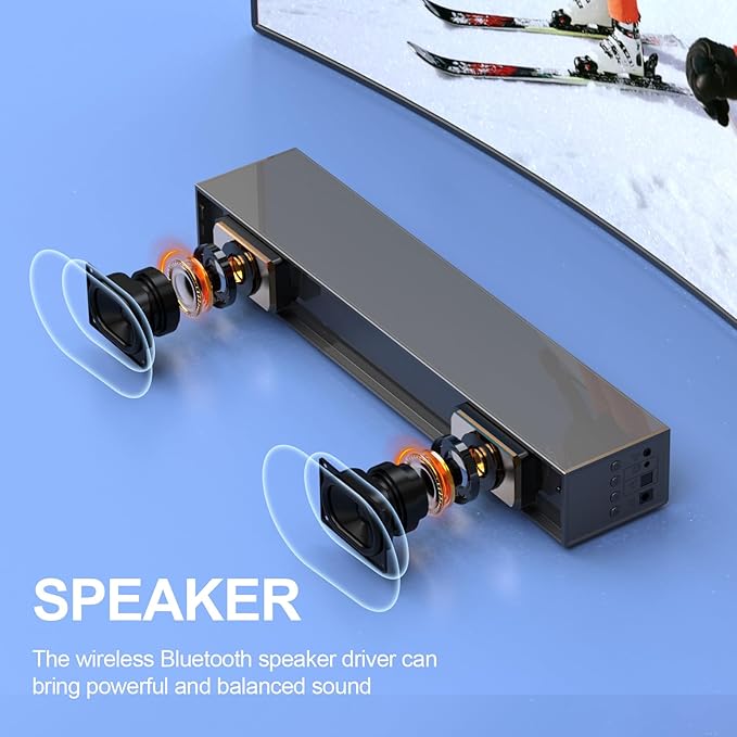 120W Sound Bar, 2.1 ch Surround Sound System for TV, Soundbar with Subwoofer for Home Theater, Sound Bar for Smart TV with 2 Mid high Frequency Speaker, TV/Gaming/Projectors, Wall Mountable