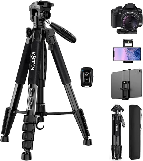 MACTREM 75in Aluminum Lightweight Travel Tripod for DSLR Camera Phone iPad