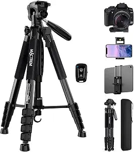 MACTREM 75in Aluminum Lightweight Travel Tripod for DSLR Camera Phone iPad