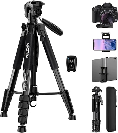 MACTREM 75in Aluminum Lightweight Travel Tripod for DSLR Camera Phone iPad