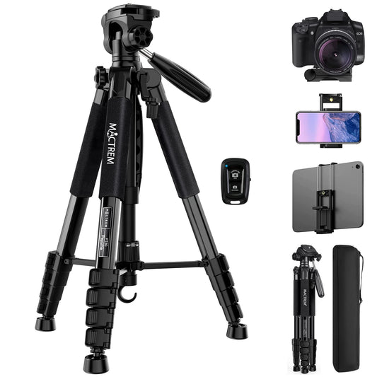 MACTREM 75in Aluminum Lightweight Travel Tripod for DSLR Camera Phone iPad