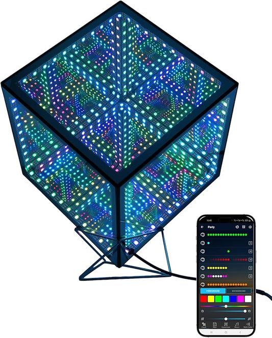 Infinity Hyper Cube LED Table Light, Color-Changing Music-Sync APP-Controlled Ambient Light for Gaming, Party, Home (4Inches)