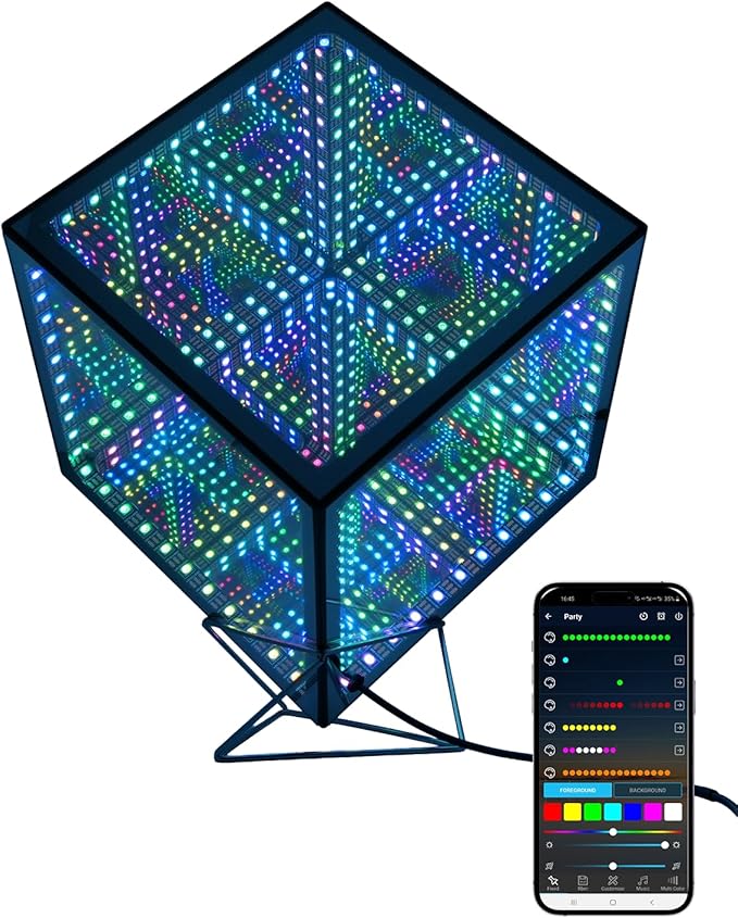 Infinity Hyper Cube LED Table Light, Color-Changing Music-Sync APP-Controlled Ambient Light for Gaming, Party, Home (10Inches)