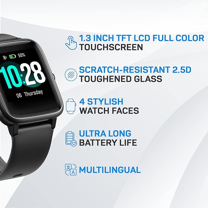 OCTANDRA Move VeryFitPro Smart Watch HR Heart Rate Sleep Monitor IP68 Waterproof Activity Fitness Tracker Step Counter Pedometer Exercise Running Watch Fitness Watches for Men & Women (ID205L) (Black)