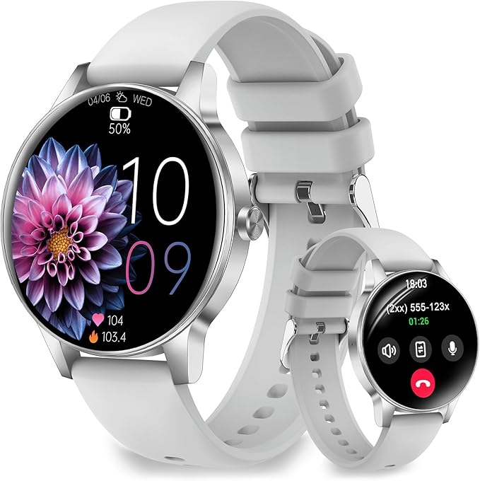 Efolen Smart Watches for Women Answer/Make Call,1.27" HD Fitness Tracker for Android iPhone,Heart Rate SpO2 Sleep Monitor,IP68 Waterproof Digital Watch,100+ Sports Activity Trakcer Silver