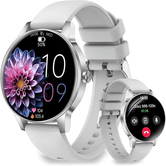 Efolen Smart Watches for Women Answer/Make Call,1.27" HD Fitness Tracker for Android iPhone,Heart Rate SpO2 Sleep Monitor,IP68 Waterproof Digital Watch,100+ Sports Activity Trakcer Silver