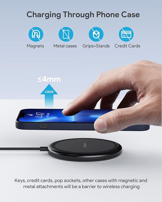 Wireless Charger, 15W Max Fast Wireless Charging Pad 2-Pack Compatible with iPhone 17/17 Air/17 Pro/17 Pro Max/16/15/14/13/12/Samsung S24/S24Ultra/S23Ultra/S22/S21,AirPods Pro2
