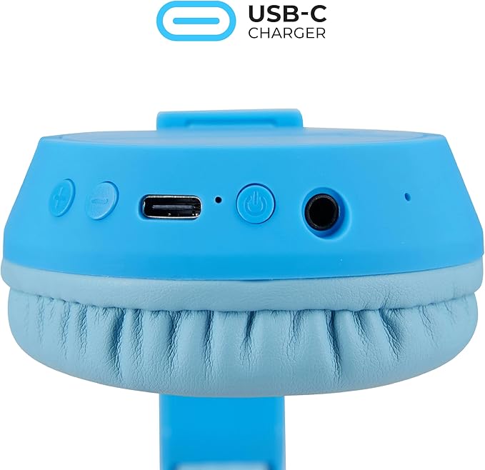 Altec Lansing - Kid Safe 2-in-1 Bluetooth Headphones, Safe Volume Limiting, Foldable Design, Enjoy Audio and Protect Your Child's Hearing (Blue)