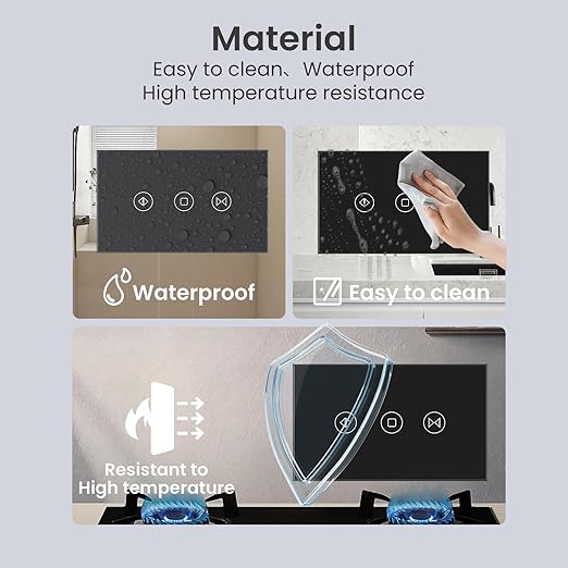 Smart Curtain Switch Neutral Wire Required, 2.4GHz WiFi Dimmer Light Switch with Remote Voice Control, Tempered Glass Panel, Compatible with Alexa and Google Home, Black WiFi Curtain