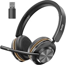 Bluetooth Headset, Wireless Headset with Mic for Work, Bluetooth 5.3, Wireless Headphones with AI Noise Cancelling Microphone (Clear Calls & Mic Mute), USB Dongle, for Computer/PC/Laptop/Zoom - Image 1