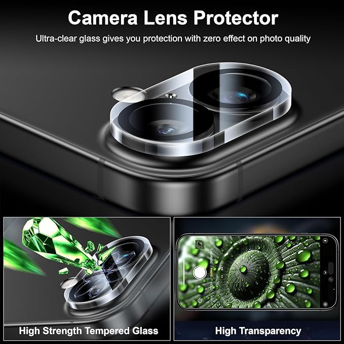 Esanik [2+2 Pack for iPhone 16 Plus Privacy Screen Protector – Anti-Spy Tempered Glass & Camera Lens Cover, Military-Grade 9H Hardness, Anti-Scratch, Flawless Fit Tray