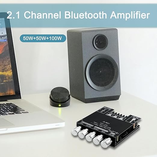ZK- MT21 Bluetooth Amplifier Board 50W+50W+100W with Treble and Bass Control, Bluetooth 5.0 HiFi 2.1 Channel Subwoofer Stereo Amplifier Board,BT and AUX Inputs for DIY Wireless Speakers