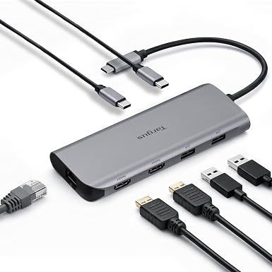 Targus Dual Video Mobile Dock with 140W EPR Power Pass-Through, Dual HDMI 4K@60Hz, 2X USB-C & 2X USB-A 10Gbps, Gigabit Ethernet, EcoSmart Design DOCK427GL