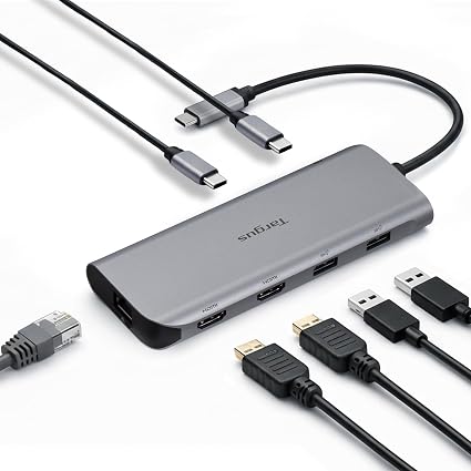 Targus Dual Video Mobile Dock with 140W EPR Power Pass-Through, Dual HDMI 4K@60Hz, 2X USB-C & 2X USB-A 10Gbps, Gigabit Ethernet, EcoSmart Design DOCK427GL