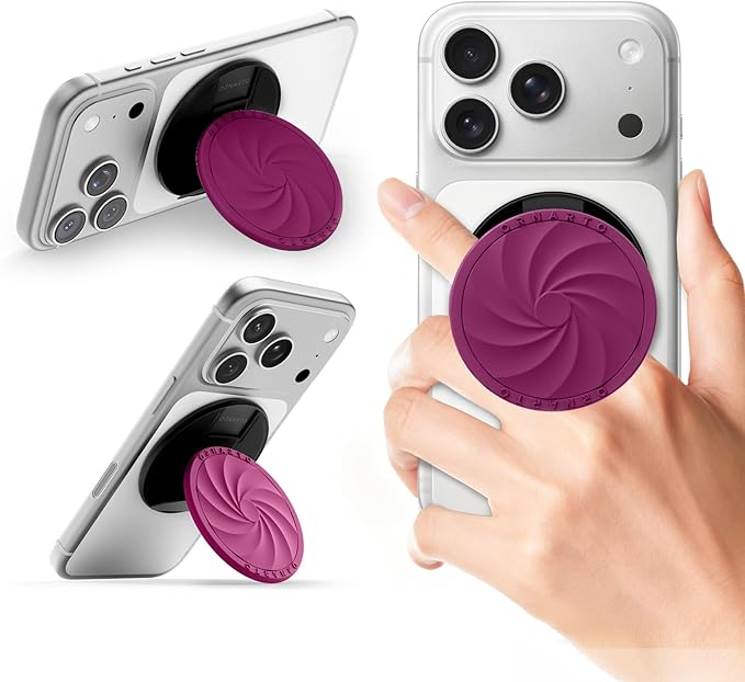 ORNARTO Vortuxe for MagSafe Phone Grip with Kickstand, Soft Liquid Silicone Finger Loop Grip, Phone Ring Holder for Back of Phone, Premium Build & Comfy Touch, Fuchsia