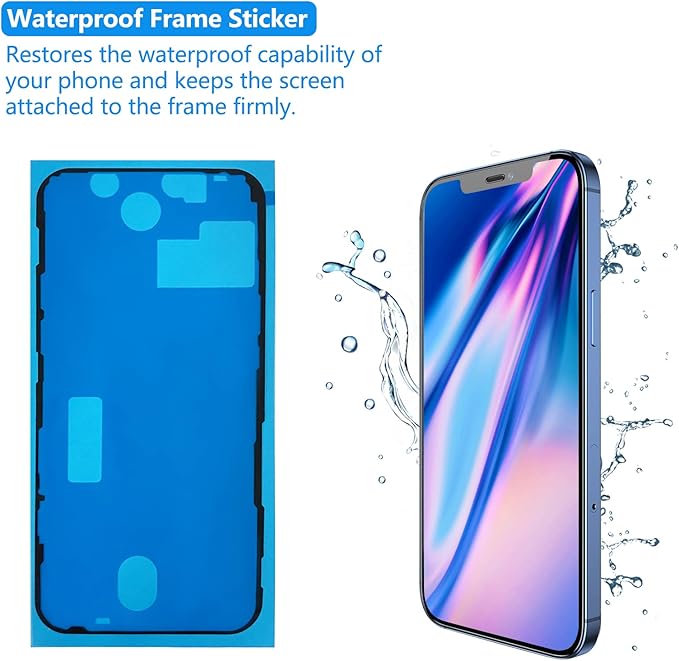 for iPhone 12/12 Pro Screen Replacement 6.1", Bsz4uov 3D Touch Screen LCD Display Digitizer for 12/12 Pro Cell Phone Repair Kits+Waterproof Frame Sticker+Tempered Protector