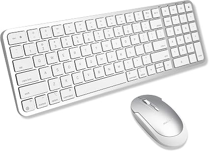 Macally Bluetooth Mac Keyboard and Mouse (Compact, Multi Device, Rechargeable) - Wireless Apple Keyboard and Mouse Combo - for Mac mini/Studio, MacBook Pro/Air, iMac, iPad, iPhone - Silver