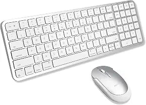 Macally Bluetooth Mac Keyboard and Mouse (Compact, Multi Device, Rechargeable) - Wireless Apple Keyboard and Mouse Combo - for Mac mini/Studio, MacBook Pro/Air, iMac, iPad, iPhone - Silver
