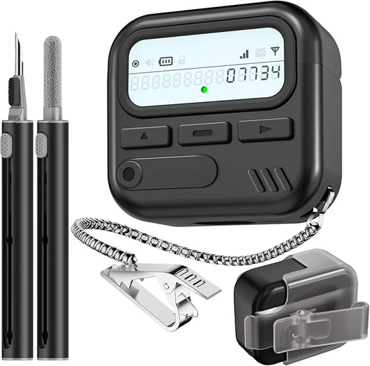 (with Safety Lock) Pager Cases for AirPods 4 Case Cover 2024 with Cleaner Kit,Sturdy Hard PC Protective for Apple AirPods 4th Generation Case for Men Women,AirPods 4 Accessories with Keychain-Black