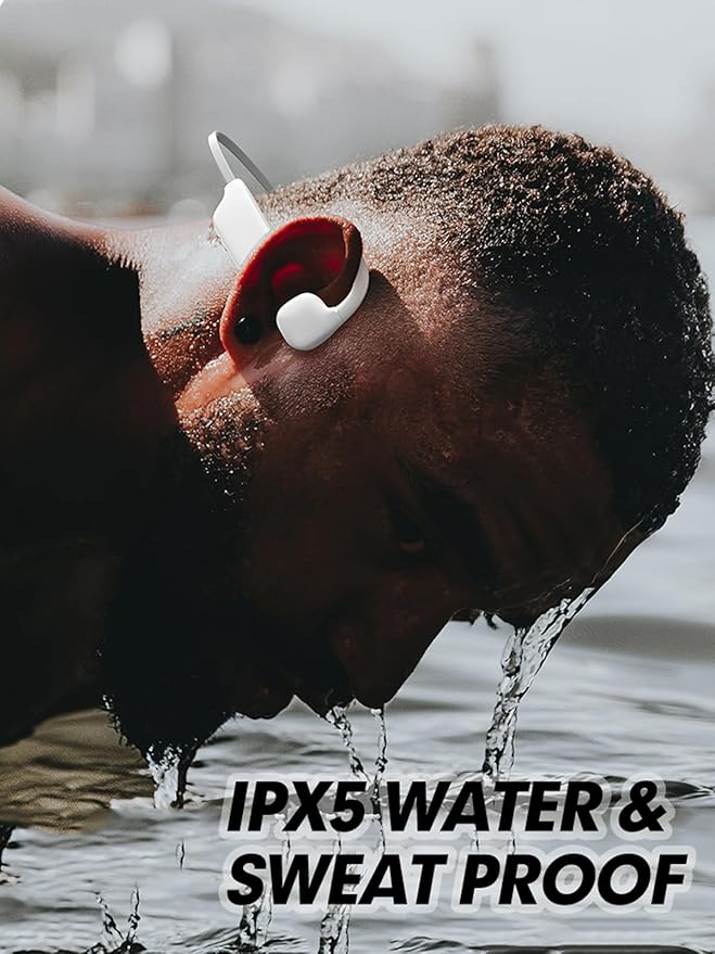 Bone Conduction Headphones Bluetooth, Wireless Headset Waterproof Open Ear Bone Conducting Headphones Wireless Bluetooth 5.2 Sports Earbuds Bone Induction Headphones with Mic for iPhone Android