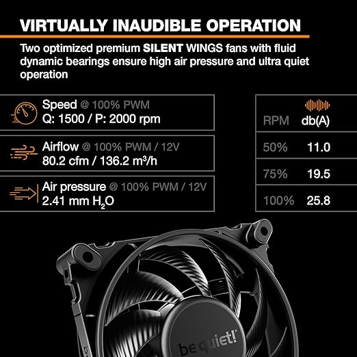 be quiet! Dark Rock Elite Air CPU Cooler | 2X Silent Wings 135mm PWM Fans | Speed Switch with 2 Modes | High-Performance Heat Pipes | Front Fan Rail System | Enhanced RAM Compatibility | BK037