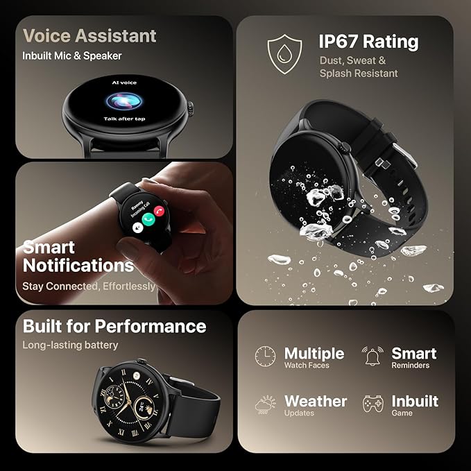 Fire-Boltt Phoenix Pro 35.3mm (1.39 inch) Bluetooth Calling Smart Watch, AI Voice Assistant, Metal Body with 120+ Sports Modes, SpO2, Heart Rate Monitoring (Black).