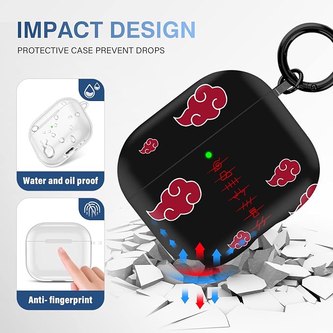 Maxjoy for Airpods 3rd Generation Case, Anime Cartoon Cute Design Series Apple Airpod 3 Cover for for Airpods 3rd Generation 2021, Wireless for Airpods 3 Cases for Men Women, Anime Red Cloud Lanyard