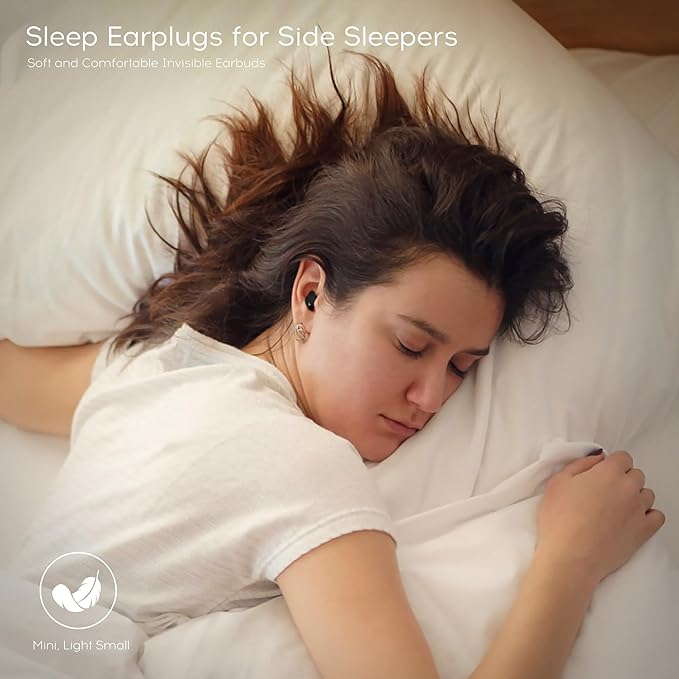 sunvito Sleep Earbuds for Side Sleepers, Mini Invisible Wireless Bluetooth 5.3 Micro Sleep Headphones, Hidden Earbuds for Small Ears Sleeping, Working, Hiking, Exercise(Black)