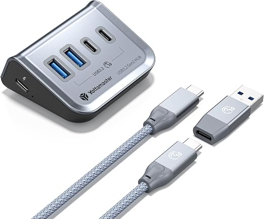 Yottamaster 4-in-1 USB C Hub, 10Gbps USB 3.2 Gen 2 Desktop Splitter