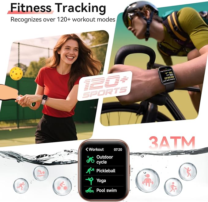Smart Watches for Women, 1.85" HD Alexa Smart Watch for Android Phones & iPhones with Calls/Messages/Reminders, 3ATM 120+ Sport Modes Fitness Tracker Watch for Women with Heart Rate/Sleep/SpO2 Monitor