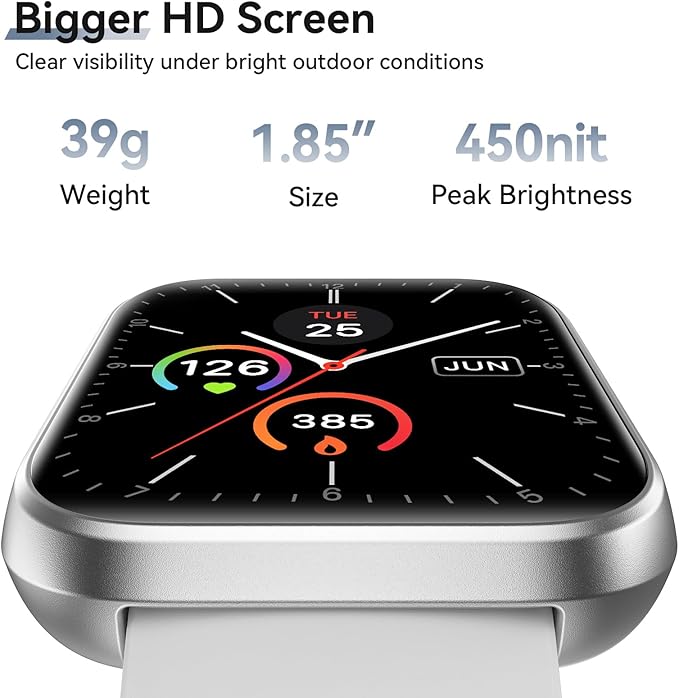 Smart Watch for Android Phones/iPhones, 1.85" HD Smart Watches for Women Men with Heart Rate/SpO2/Sleep Monitor, 3ATM Waterproof Fitness Tracker Watch with 120 Sport Modes, Health Tracker