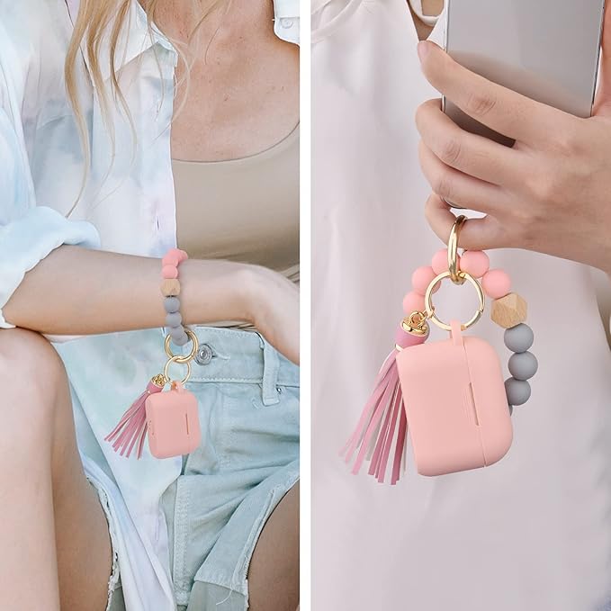 Case for Airpods 3 (2021), Filoto Silicone Airpod 3rd Generation Case Cover with Bracelet Keychain, Cute Protective Case for Apple Air Pod 3 Wireless Charging Case Women(Pink)