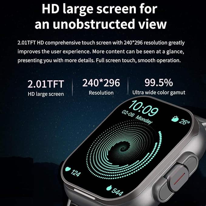 Denash Smart Watch with Earbuds, 2.01" HD Screen Fitness Watch, 2 in 1 Smartwatch with 100+ Sport Modes Fitness Tracker, Sleep/Heart Rate/Blood Pressure Monitor Pedometer for iOS & Androd, Black
