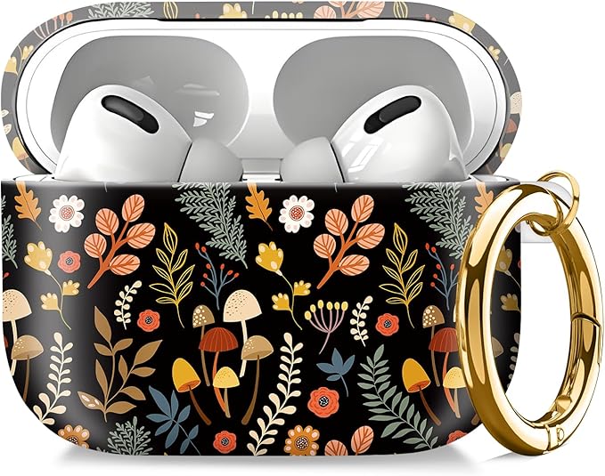 Compatible with AirPod Pro 2nd//1st Generation Case Cover with Key Chain,Full Protective Shockproof Wireless Headphone Case for Airpod Pro 2023/2022/2019（Small Mushrooms）