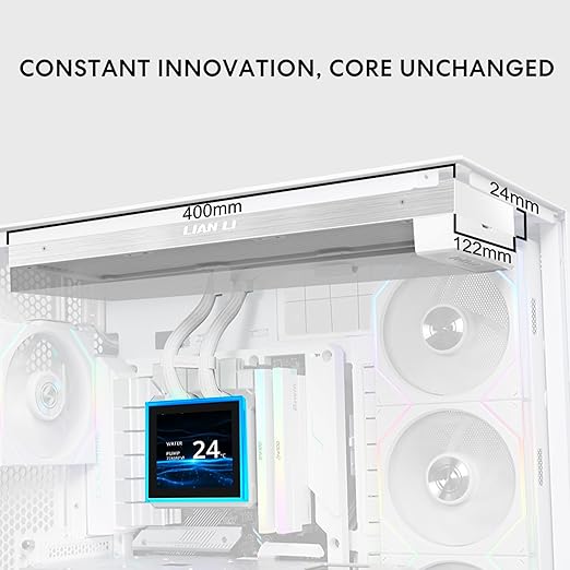 Lian Li Hydroshift II-S LCD 360 Liquid CPU Cooler - 3.4" IPS LCD Square Screen - Daisy-Chain - Low-Noise - Intel LGA 1851/1700, AMD AM5/AM4 - Fits Most PC Fans - White (HS2LCDS36NW)