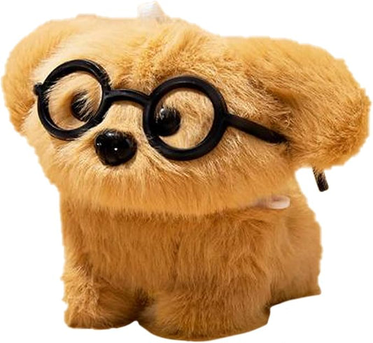 SGVAHY Furry Case for AirPods 4 Funny Cute 3D Cartoon Plush Design Puppy with Glasses Soft Warm Fluffy Cover with Keychain Kawaii Anti-Fall Protective Case Women Girls