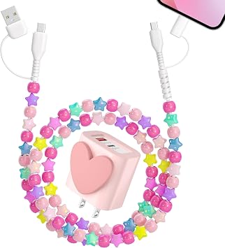Aolcev 4 in 1 USB C Cable Beaded Multi for iPhone 17 Charger Cord 2 in 1