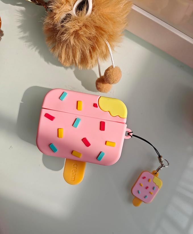 Compatible with Airpods Pro 2nd Generation Case 2022, Cute AirPods Pro 2 Case Cartoon, Kawaii Soft Silicone Protective Cover for Apple New Airpods Pro2 for Men Women (Ice Cream)