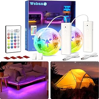 WOBANE 2PCS Rechargeable LED Strip,Dimmable RGB Rope Lighting with Remote - Image 1