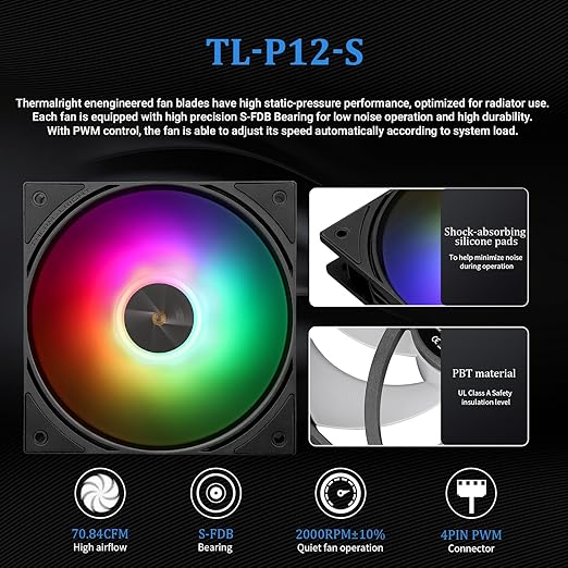 Thermalright FW240 Black ARGB CPU AIO Cooler,PC 240 Specification Water Cooler System,IPS LCD Screen with 320 * 240 Resolution,for AM5&Intel LGA1700/1851,CPU Cooler Comes with 2.4-inch LCD Display