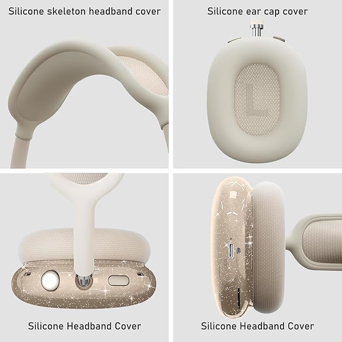 for AirPods Max case Cover,Anti-Scratch Ear Pad Case Cover/Ear Cups Cover/Headband Cover for AirPods Max. Clear Soft TPU and Silicone,Skin Scratch Proof.