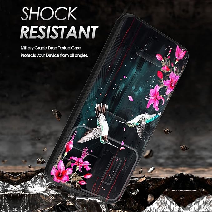for Galaxy A36 5G/A56 5G Case Built in Slide Camera Lens Cover,Heavy Duty Shockproof Protection Dual Layer Case for Samsung Galaxy A36 5G/A56 5G 6.7" 2025,Flower Hummingbird