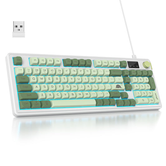 Owpkeenthy 96% Wireless Matcha Green Keyboard with Number Pad Knob