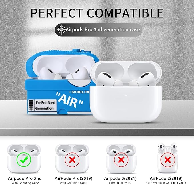 [2Pac] Compatible Airpods Pro 3 Case (2025),3D Cute Cartoon Shoe Box Soft Silicone Protective Cases for Apple AirPods Pro 3rd Generation Case,Airpod Pro 3 Cover with Keychain for Women Men,Red+Blue